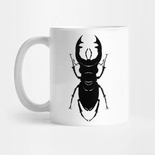 Black silhouette of a deer beetle Mug